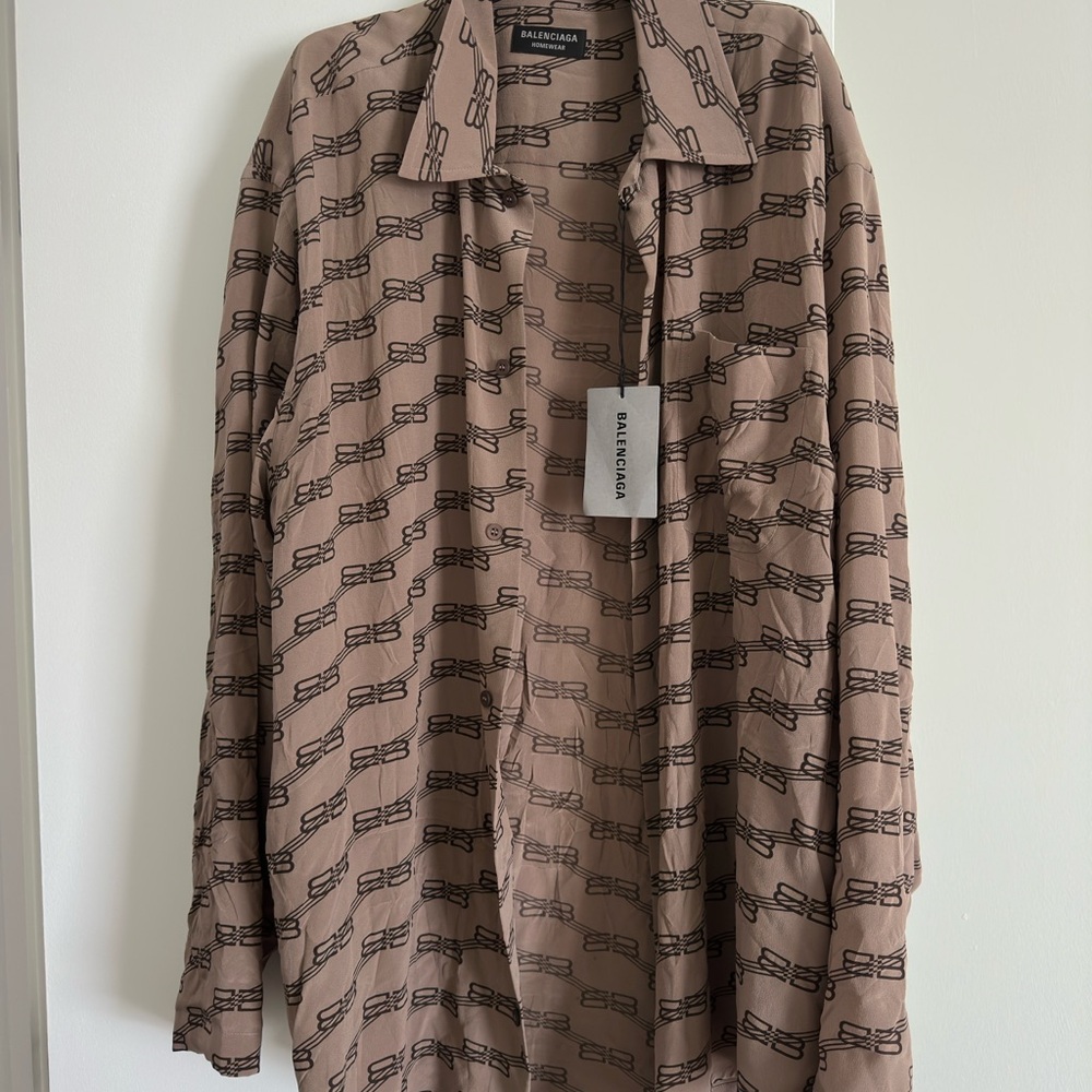 Balenciaga Brown Patterned BB Shirt Unisex